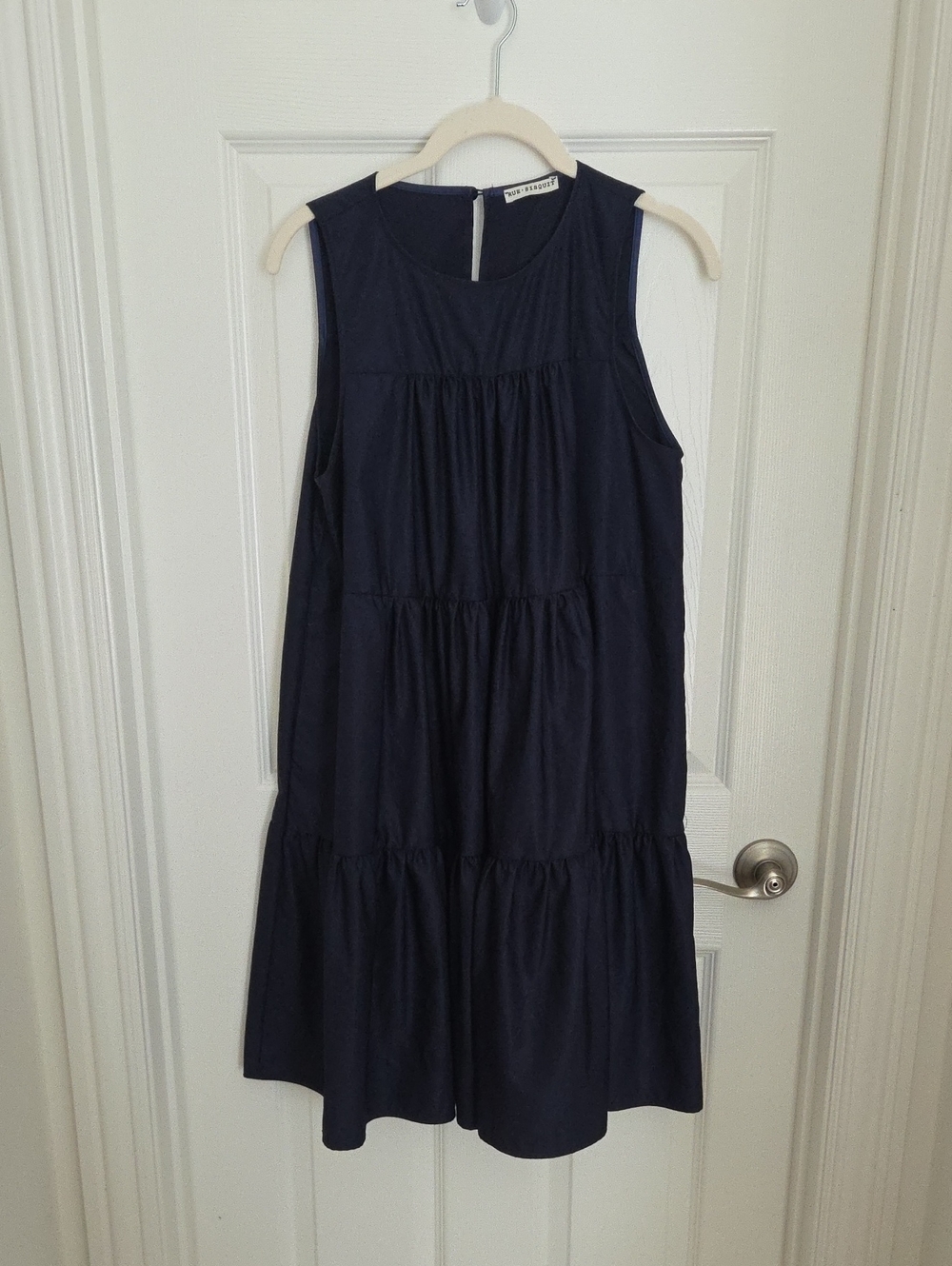 Rue Bisquit Navy Sleeveless Trapeeze Style Navy Dress. OS.